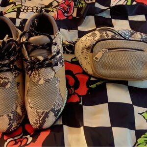 Steve Madden Snake Print Athletic Shoes and matching crossbody bag